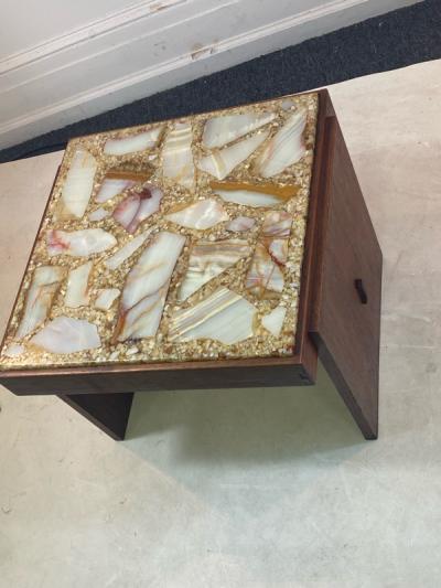 Brown Saltman UNUSUAL PAIR OF MID CENTURY SPECIMEN TOP TABLES