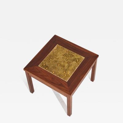Brown Saltman by John Keal Walnut and Painted Copper Side End Table 1960