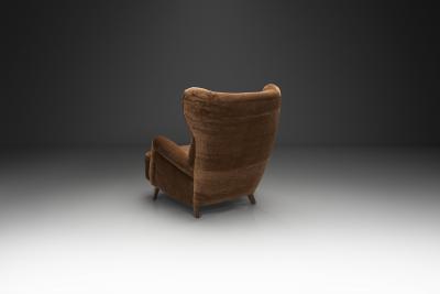 Brown Upholstered Wingback Armchair Europe Mid 20th Century