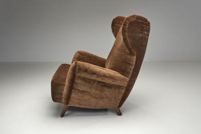 Brown Upholstered Wingback Armchair Europe Mid 20th Century