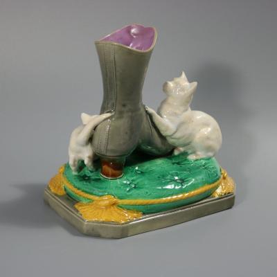 Brown Westhead Moore Co Majolica Kittens Vase