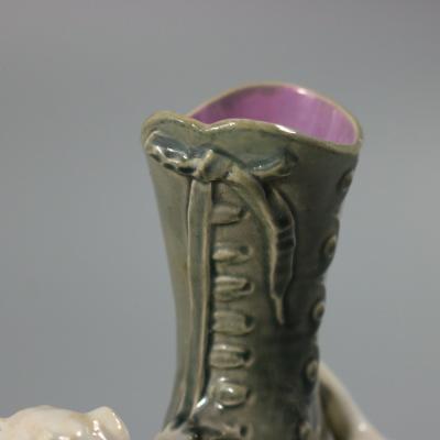 Brown Westhead Moore Co Majolica Kittens Vase