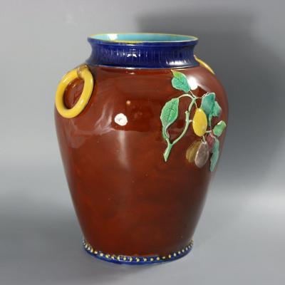 Brown Westhead Moore and Co Majolica Peaches Vase