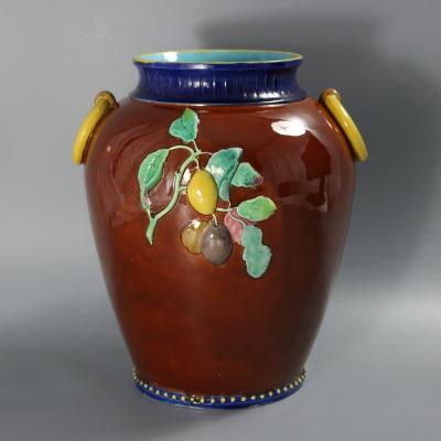 Brown Westhead Moore and Co Majolica Peaches Vase