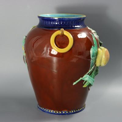 Brown Westhead Moore and Co Majolica Peaches Vase
