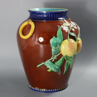 Brown Westhead Moore and Co Majolica Peaches Vase