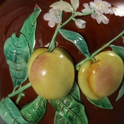 Brown Westhead Moore and Co Majolica Peaches Vase