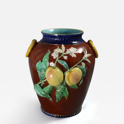 Brown Westhead Moore and Co Majolica Peaches Vase