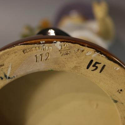 Brownfield Majolica Figure of a Child Titled PAPA