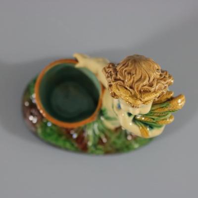 Brownfield Majolica Putti Figural Posy Vase