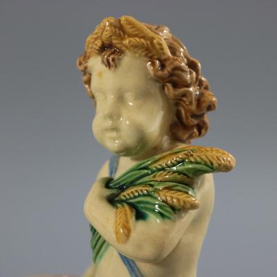 Brownfield Majolica Putti Figural Posy Vase