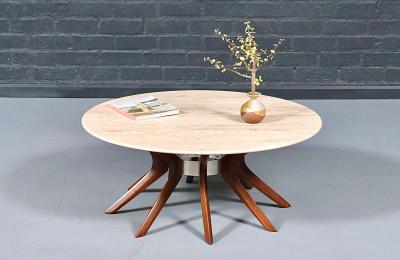 Broyhill Brasilia Cathedral Coffee Table w Roman Travertine Top