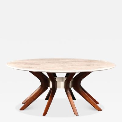 Broyhill Brasilia Cathedral Coffee Table w Roman Travertine Top