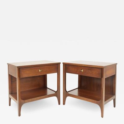 Broyhill Brasilia Mid Century Walnut Nightstand Pair