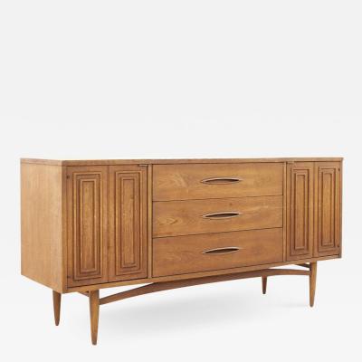 Broyhill Sculptra Brutalist Mid Century Walnut Credenza