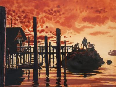 Bruce Bomberger Salt Gold Sunset Saturday Evening Post Story Illustration