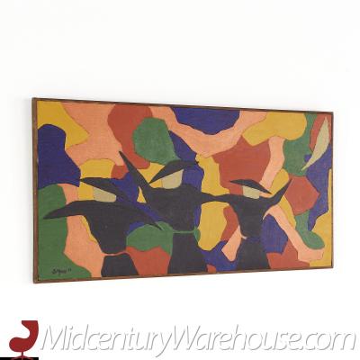 Bruce Myers Mid Century Signed Abstract Original Oil On Canvas Painting