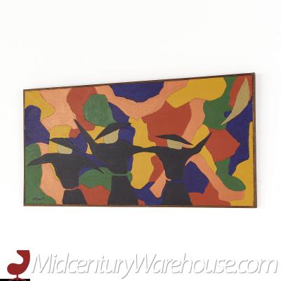 Bruce Myers Mid Century Signed Abstract Original Oil On Canvas Painting