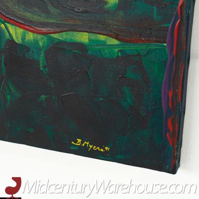 Bruce Myers Mid Century Signed Original Oil on Canvas Painting No 7