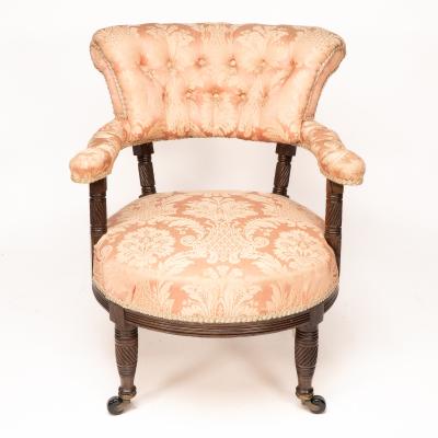 Bruce Talbert Bruce Talbert Gillows Aesthetic Movement rosewood armchair with pink upholstery