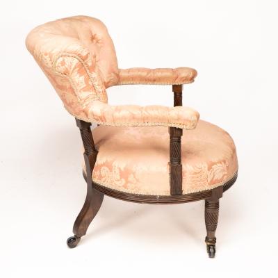 Bruce Talbert Bruce Talbert Gillows Aesthetic Movement rosewood armchair with pink upholstery