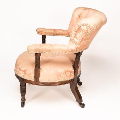 Bruce Talbert Bruce Talbert Gillows Aesthetic Movement rosewood armchair with pink upholstery