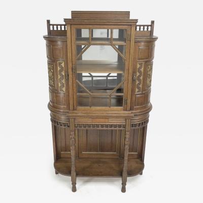 Bruce Talbert Bruce Talbert for Gillows attri A Fine Aesthetic Movement Oak Glazed Cabinet