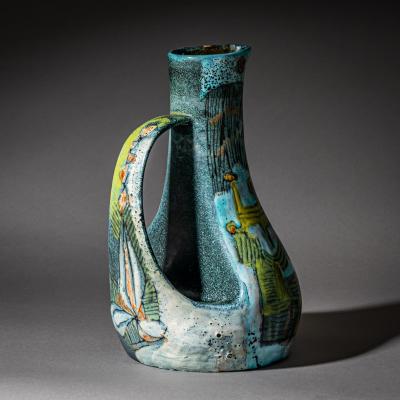 Bruno Baratti Pesaro Color Glazed Ceramic Jug by Bruno Baratti Pesaro Italy Mid 20th Century