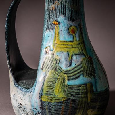 Bruno Baratti Pesaro Color Glazed Ceramic Jug by Bruno Baratti Pesaro Italy Mid 20th Century