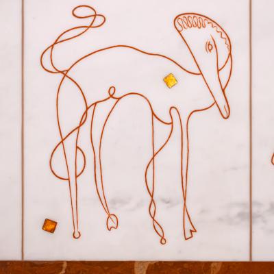 Bruno Capacci Bruno Capacci One of a Kind Coffee Table with Surrealist Figures 1950s Signed 