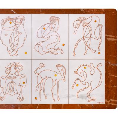 Bruno Capacci Bruno Capacci One of a Kind Coffee Table with Surrealist Figures 1950s Signed 