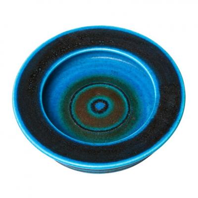 Bruno Gambone Bruno Gambone Bowl Ceramic Bullseye Blue Stripes Signed