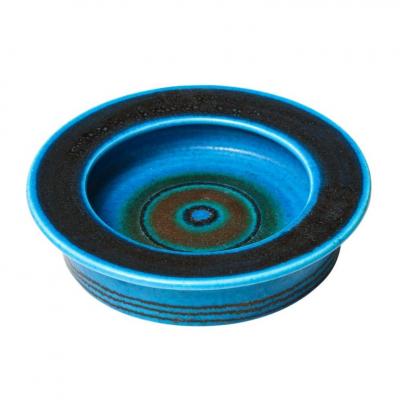 Bruno Gambone Bruno Gambone Bowl Ceramic Bullseye Blue Stripes Signed