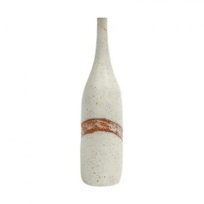 Bruno Gambone Bruno Gambone Vase Ceramic White Burnt Umber Stripe Signed