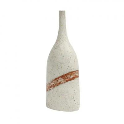 Bruno Gambone Bruno Gambone Vase Ceramic White Burnt Umber Stripe Signed