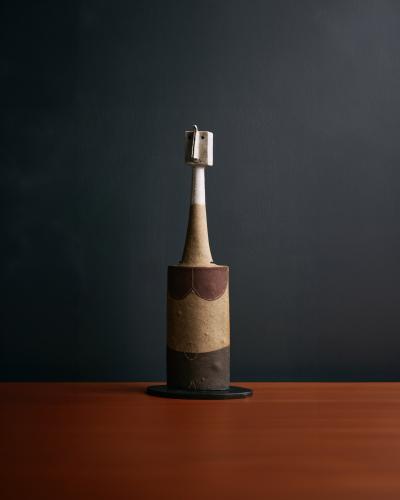 Bruno Gambone Ceramic Sculpture with Steel Base by Bruno Gambone Italy c 1990