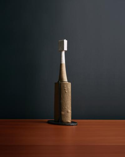 Bruno Gambone Ceramic Sculpture with Steel Base by Bruno Gambone Italy c 1990