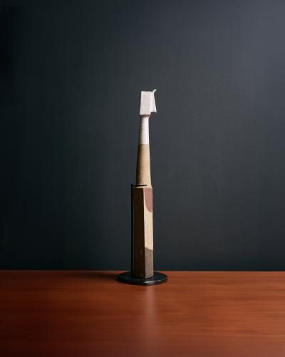 Bruno Gambone Ceramic Sculpture with Steel Base by Bruno Gambone Italy c 1990