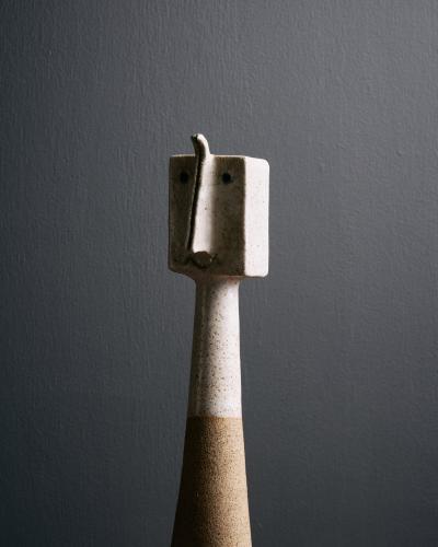 Bruno Gambone Ceramic Sculpture with Steel Base by Bruno Gambone Italy c 1990
