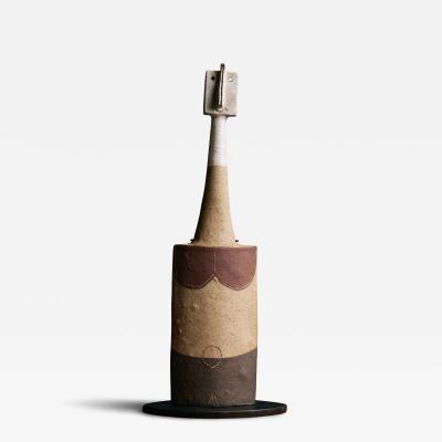 Bruno Gambone Ceramic Sculpture with Steel Base by Bruno Gambone Italy c 1990