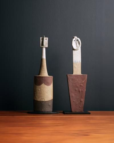 Bruno Gambone Ceramic Sculpture with Steel Base by Bruno Gambone Italy c 1990