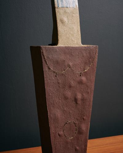 Bruno Gambone Ceramic Sculpture with Steel Base by Bruno Gambone Italy c 1990