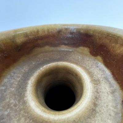 Bruno Gambone Late 20th Century Large Orange Ocher Sculptural Ceramic Vase by Bruno Gambone