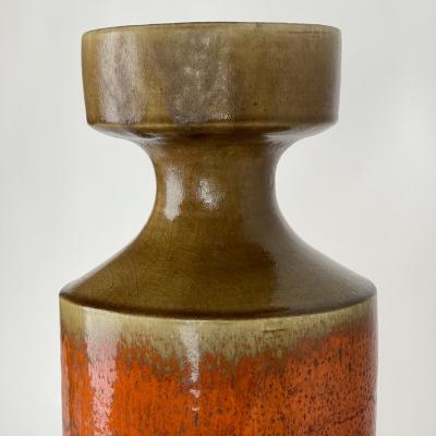 Bruno Gambone Late 20th Century Large Orange Ocher Sculptural Ceramic Vase by Bruno Gambone