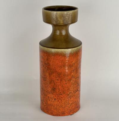 Bruno Gambone Late 20th Century Large Orange Ocher Sculptural Ceramic Vase by Bruno Gambone