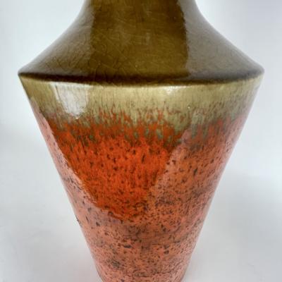 Bruno Gambone Late 20th Century Large Orange Ocher Sculptural Ceramic Vase by Bruno Gambone