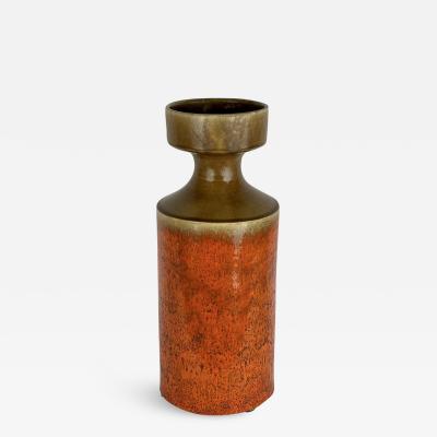 Bruno Gambone Late 20th Century Large Orange Ocher Sculptural Ceramic Vase by Bruno Gambone