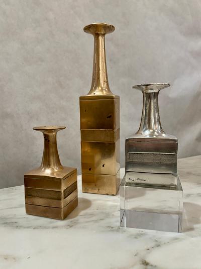 Bruno Gambone Rare Set of Three 3 Bruno Gambone Bronze Vases SIGNED