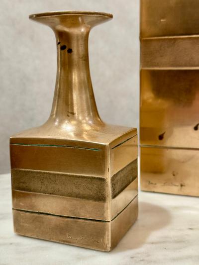 Bruno Gambone Rare Set of Three 3 Bruno Gambone Bronze Vases SIGNED