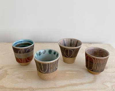 Bruno Gambone SET OF FOUR BRUNO GAMBONE CERAMIC CUPS